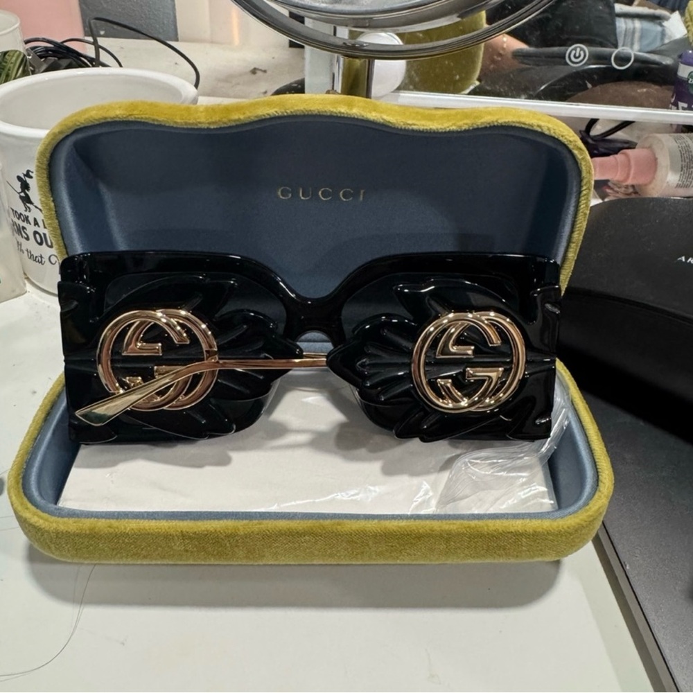 Gucci Black Sunglasses with Gold Accents